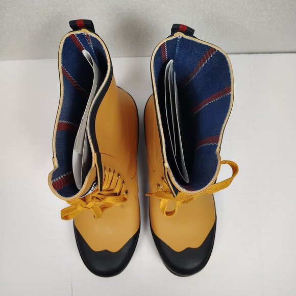 Tommy Hilfiger Renegade Rain Boots Womens 10 Yellow Blue Lace Up - Picture 6 of 10